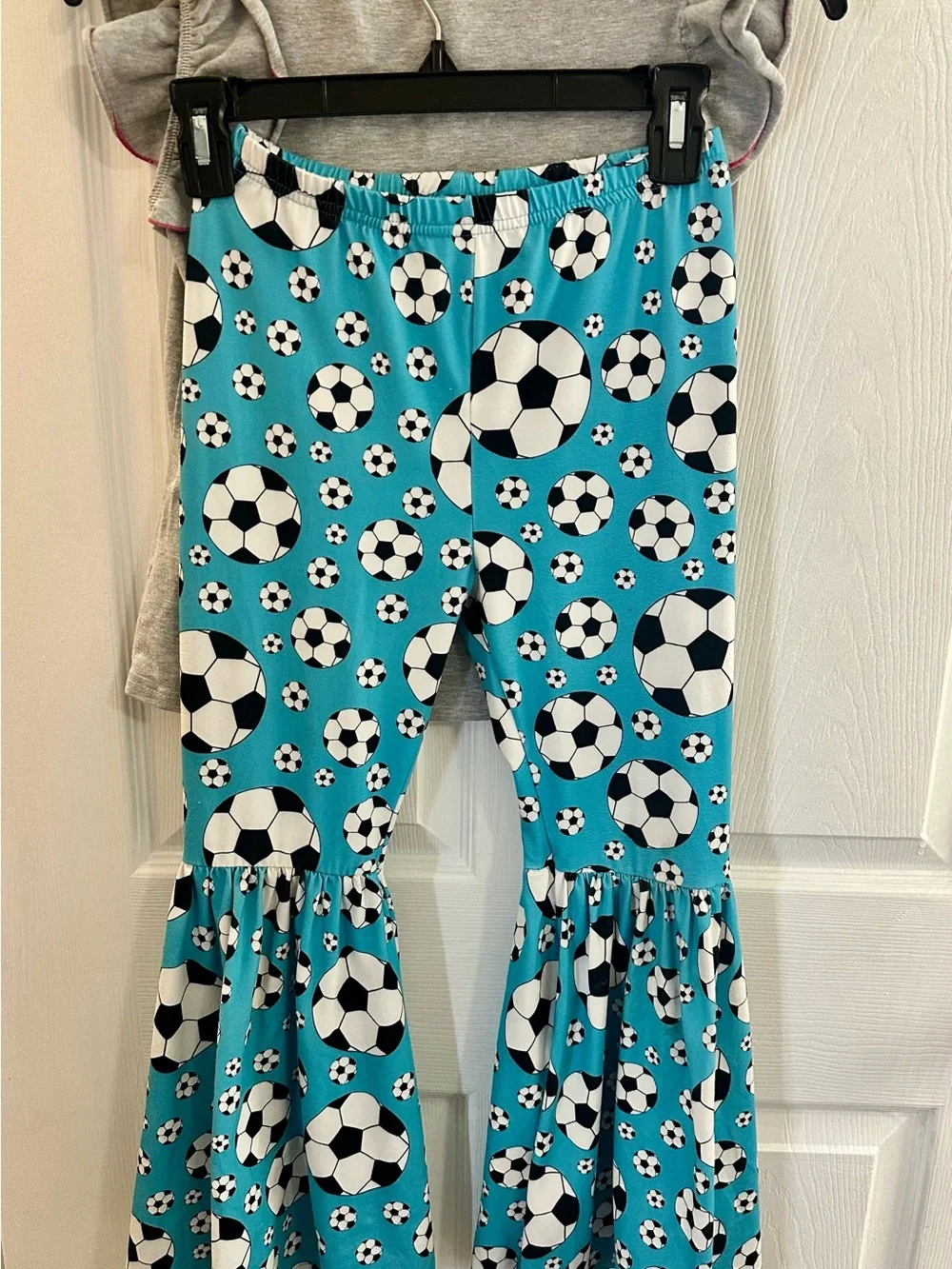 Soccer Girl Bellbottom Set - Gray & Turquoise